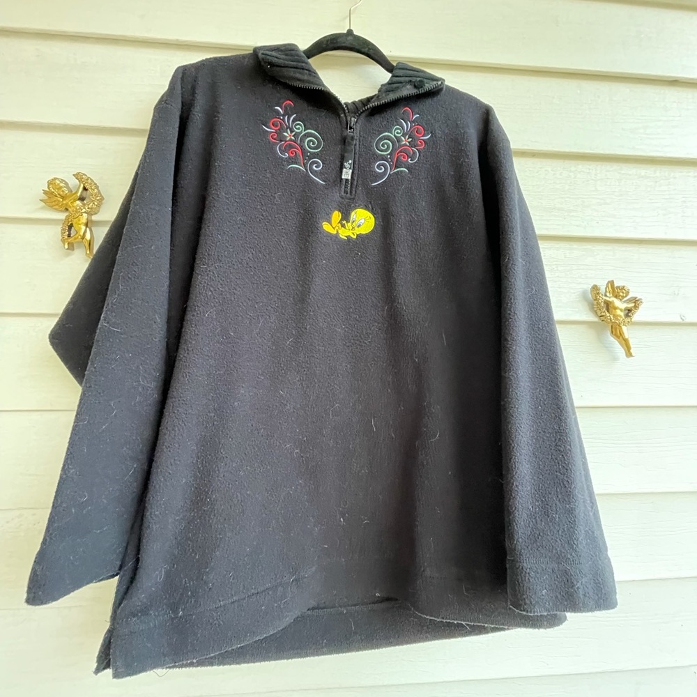 Vintage Official Looney Tunes Warner Brothers Tweety Bird Neck-zip Sweater